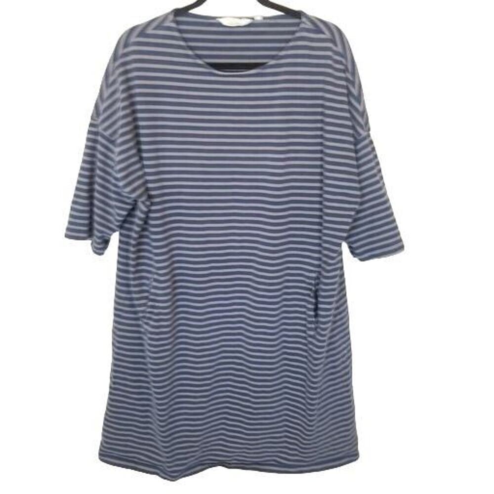 Seasalt Cornwall Womens Striped Mini Dress Plus Size 18 Organic Cotton Lagenlook